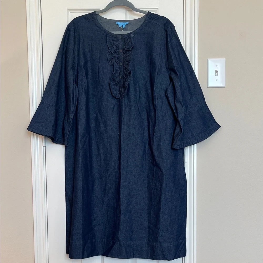 NWT Draper James Chambray Ruffle Shift Dress - Picture 2 of 8